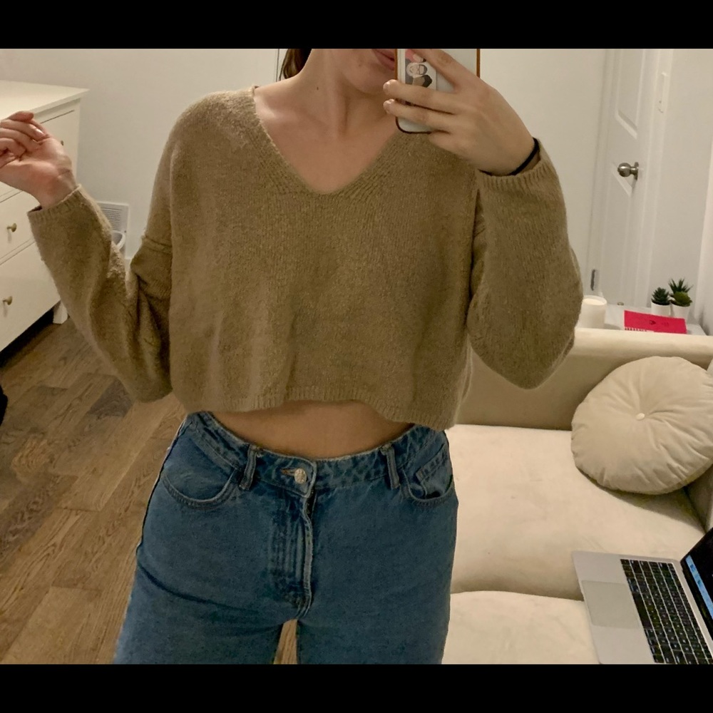 Tan Cropped Sweater